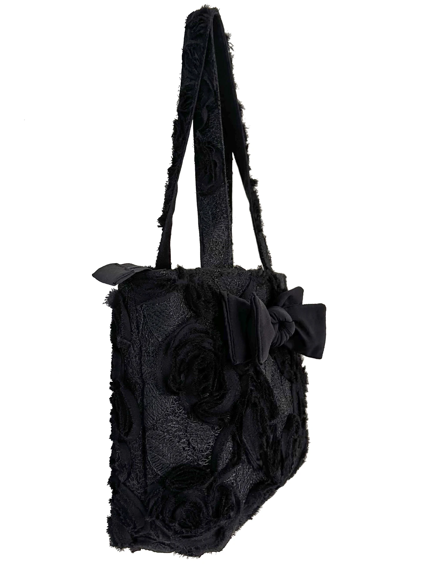 2026 Fashion New Style High End Lace Edge Pure Cotton Three Dimensional Rose Bow Shoulder Bag Simple Leisure Versatile Women Bag
