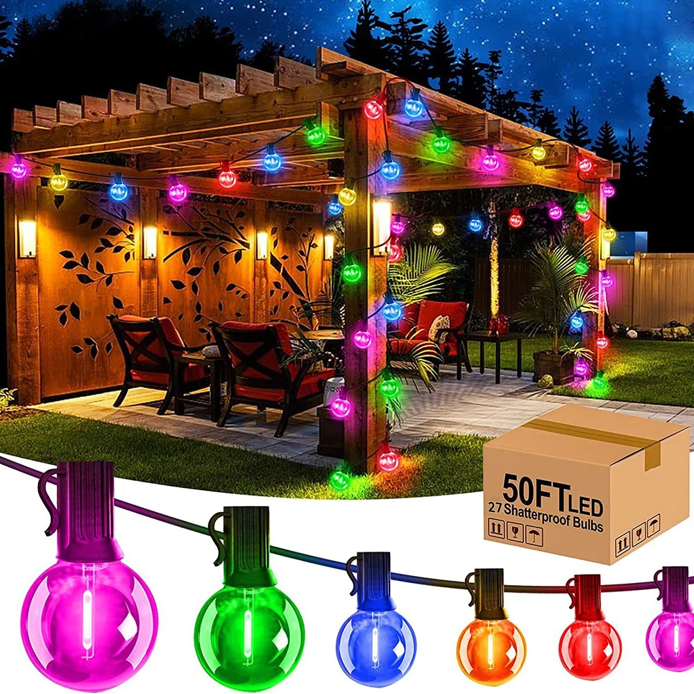 

Multicolor G40 String Light Globe Colorful Wedding Lights 110V US Holiday Lighting Connectable Vintage Wedding Party Outdoor D