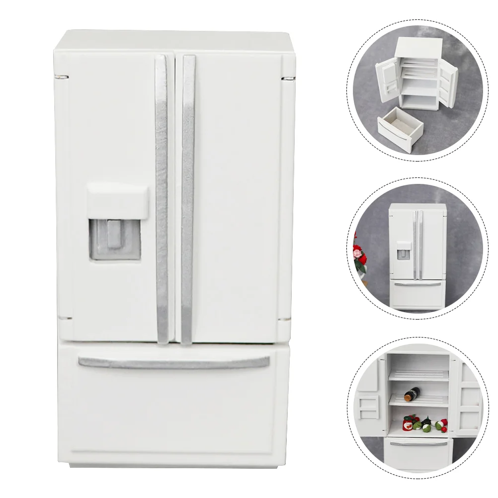 House Decoration Miniature Kit Dolly Freezer Refrigerator Fridge Wood Furniture Playhouse Model