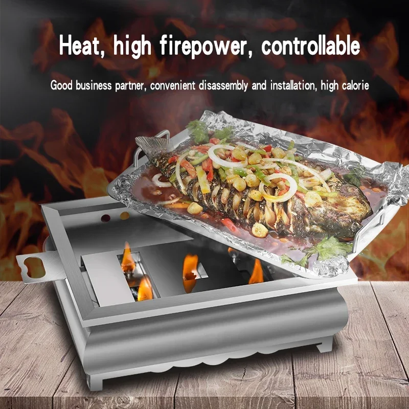 فرن السمك المنزلي 220 فولت، مقلاة السمك التجارية والمنزلية السميكة المصنوعة من الفولاذ المقاوم للصدأ