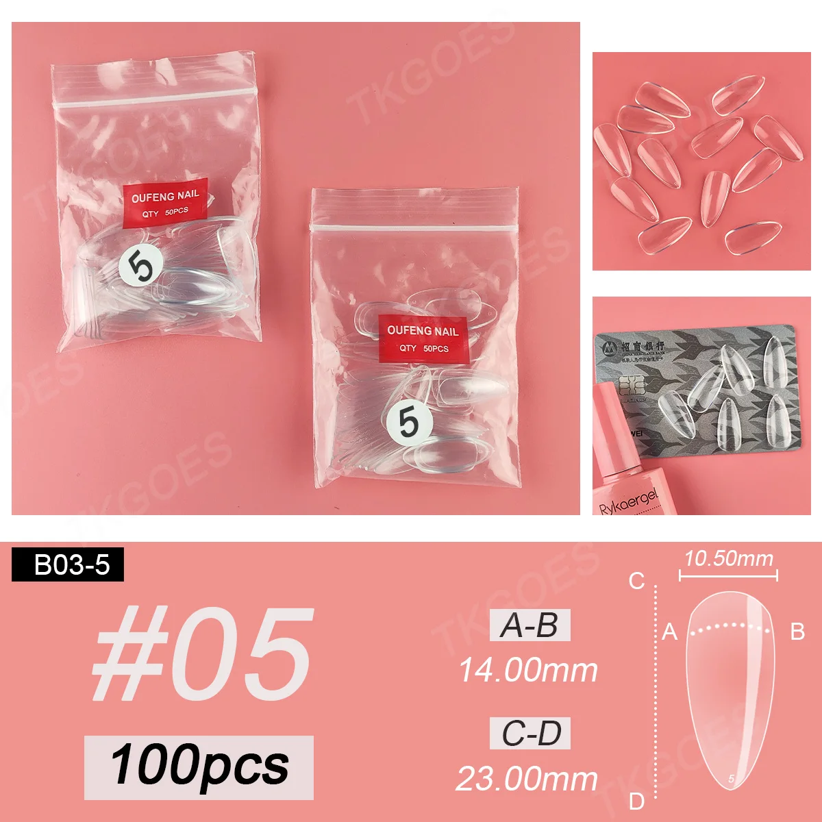 B03 pontas de unhas falsas em forma de amêndoa média tamanho único 100 peças tamanho 3 4 5 6 esmalte de arte falsa desenho de design de exibição