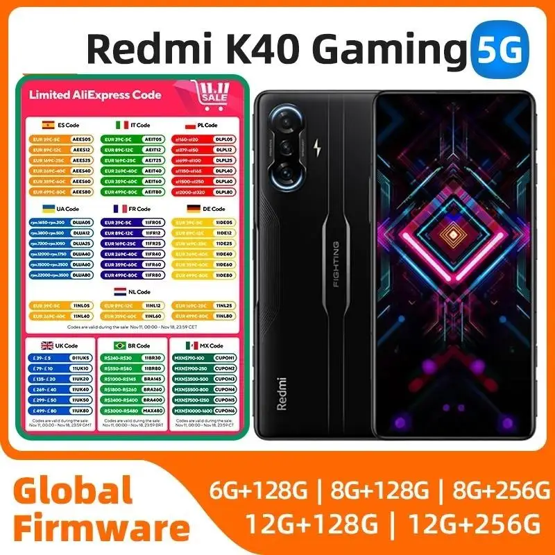 Top Redmi k40 Game Enhanced Edition Android 5G Unlocked 6.67 inch 256GB ROM All Colours in Good Condition Original used phone