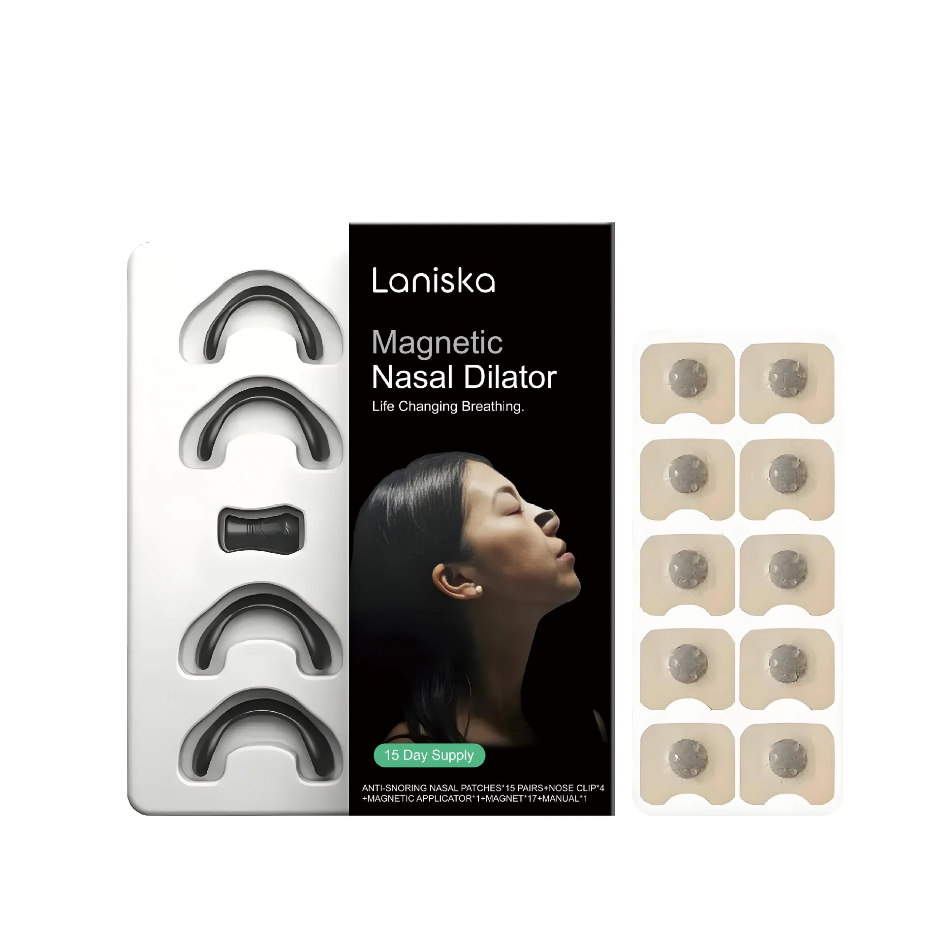 

New Skin Safe Magnetic Nose Strips,Sport Nasal Dilator,Intake Breathing Nasal Strip Starter Kit Boost Oxygen Snore Reducing Aids