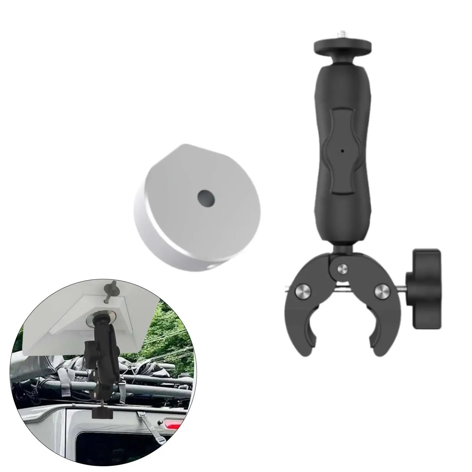 Car Roof Rack Mount Compact Portable Clamp Holder Metal Adjustable Pole Clamp for Starlink Mini Yacht RV Mount Guardrails