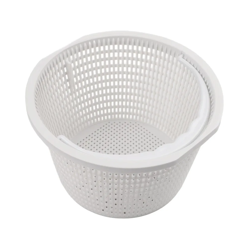 Pool Skimmer Basket with Handle 8.1 x 8.1 x 4.9 Inches for Residential and Commercial Pools ABS White 1 or 2 pcs