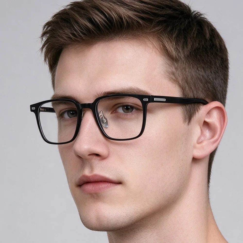 EYELUYAN 145mm Width Classic Square Prescription Glasses Women Men Photochromic Myopia Optical Eyewear Lenses with Custom Recipe