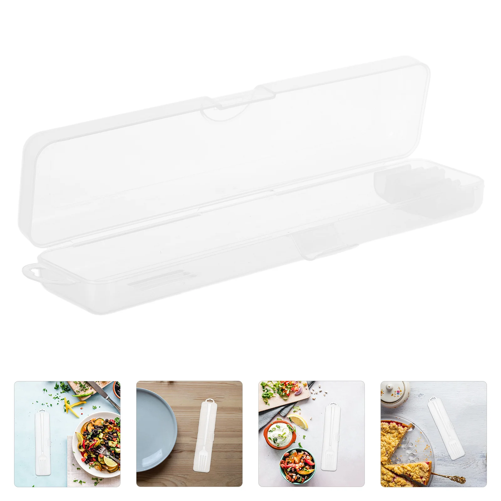 

5Pcs Transparent Cutlery Storage Box 7.8x1.8 Compact Utensil Organizer for Outdoor Camping Hiking Travel Portable Spoon Fork