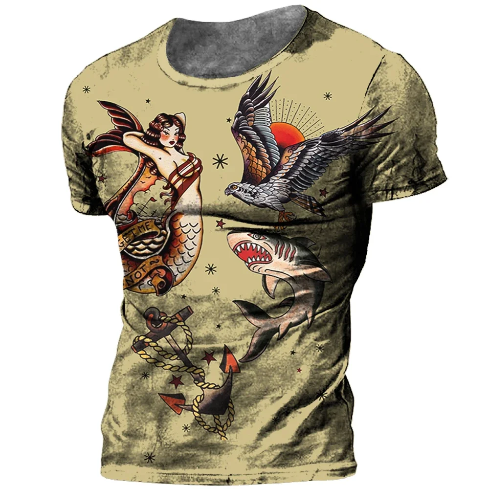 

Гавайская сирена в стиле ретро, забавная 3D с принтом для повседневного использования, модная сетка и женская одежда для повседневного искусства, krntki rekaw z okräglym