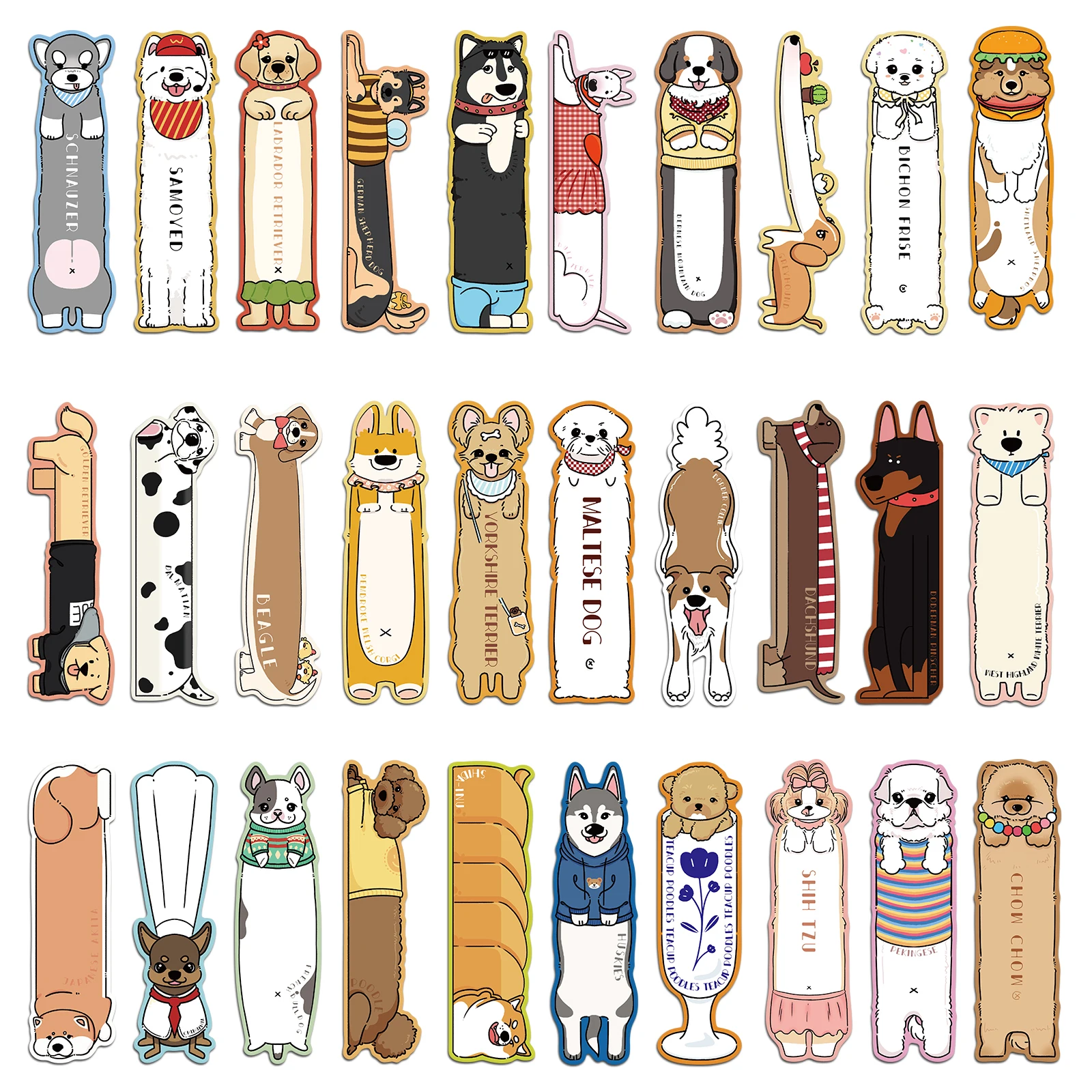 犬のテーマのブックマークを読んで、かわいい読書ページ、学生の本のタグ、創造的なギフトの装飾、ページタグカード、30個