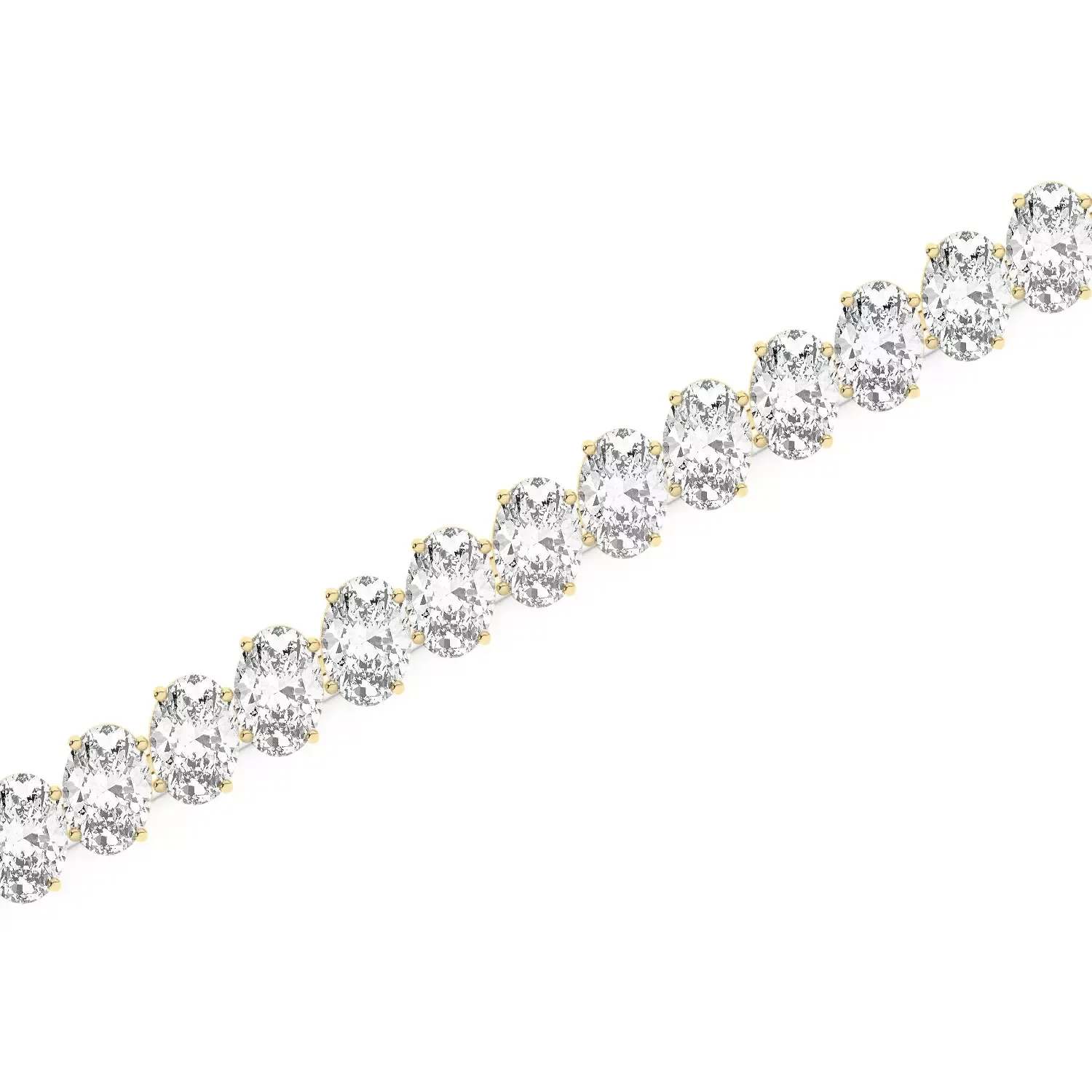 Oval Cut CVD HPHT Lab-Grown Diamonds Tennis Bracelet in 14K Yellow Gold 1CT Each DEF Color VS-VVS Wedding Bracelet For Women