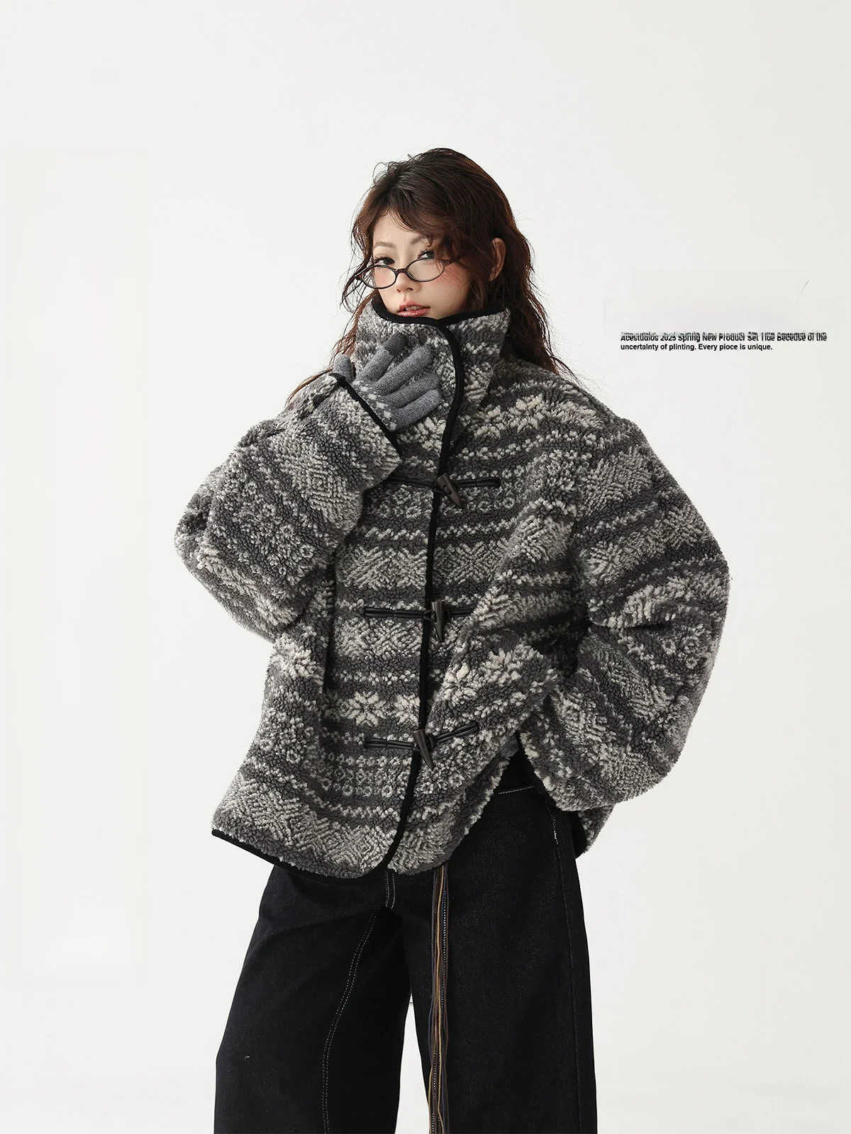 

AceStudios Women's Thiened Loose Lamb Fur Jaet Retro etland Island Tassel Fce Coat Warm Polyester Fiber Long Sve