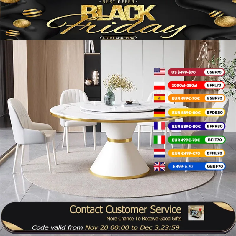 

Salon Living Room Table Kitchen Modern Rotator Italian White Mobile Dining Table Round Luxury Mesa De Jantar Furniture Home
