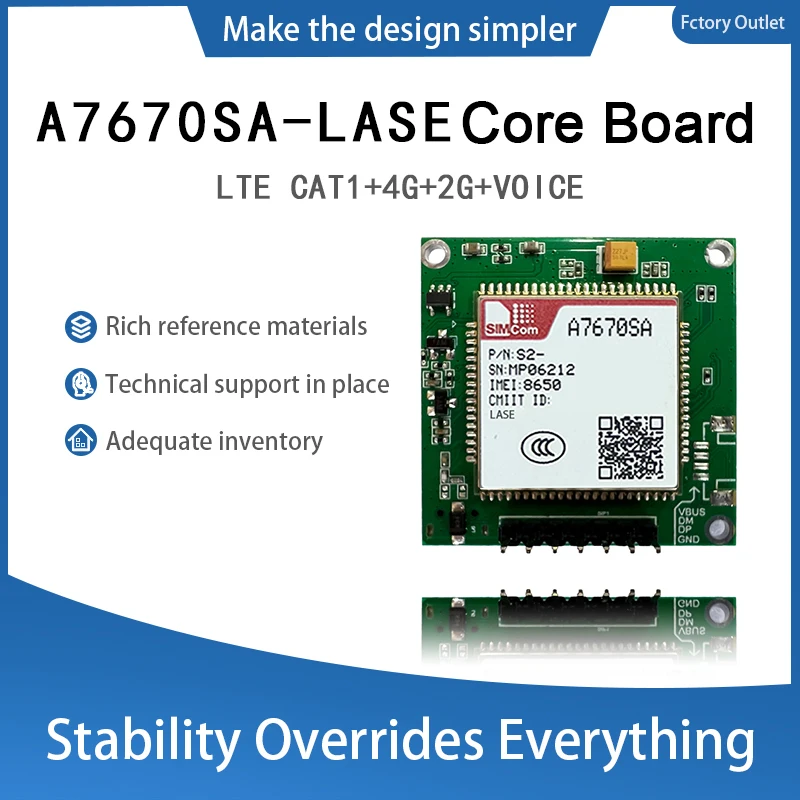 SIMCOM A7670SA-LASE Single-row needle Core Board with Antenna 4G 2G LTE CAT1 Module Modem Board Development kit