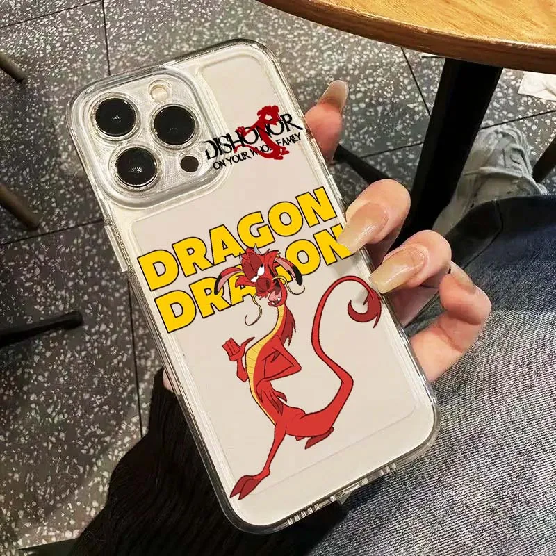 ديزني مولان موشو الكرتون قضية الهاتف لابل آيفون 17 الهواء 16e 16 15 14 13 12 11 ميني برو ماكس زائد غطاء ناعم شفاف #4