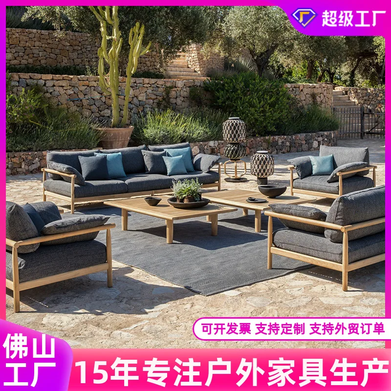 

Customizable Outdoor Teak Sofa Hotel Patio Balcony Waterproof