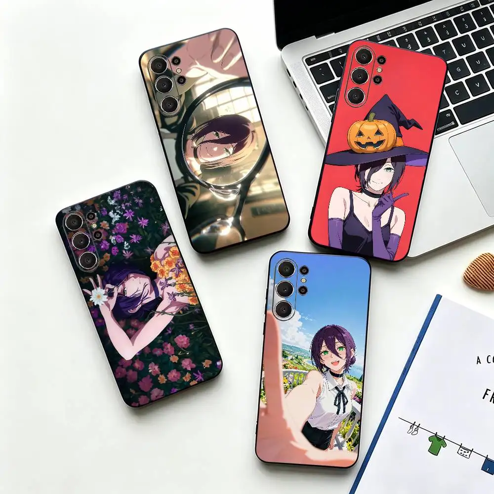 Hot C-Chainsaw Man Reze Phone Case For Samsung S26,S24,S21,S22,Plus S23,S30,Ultra,S20,Fe,Black Soft Silicone