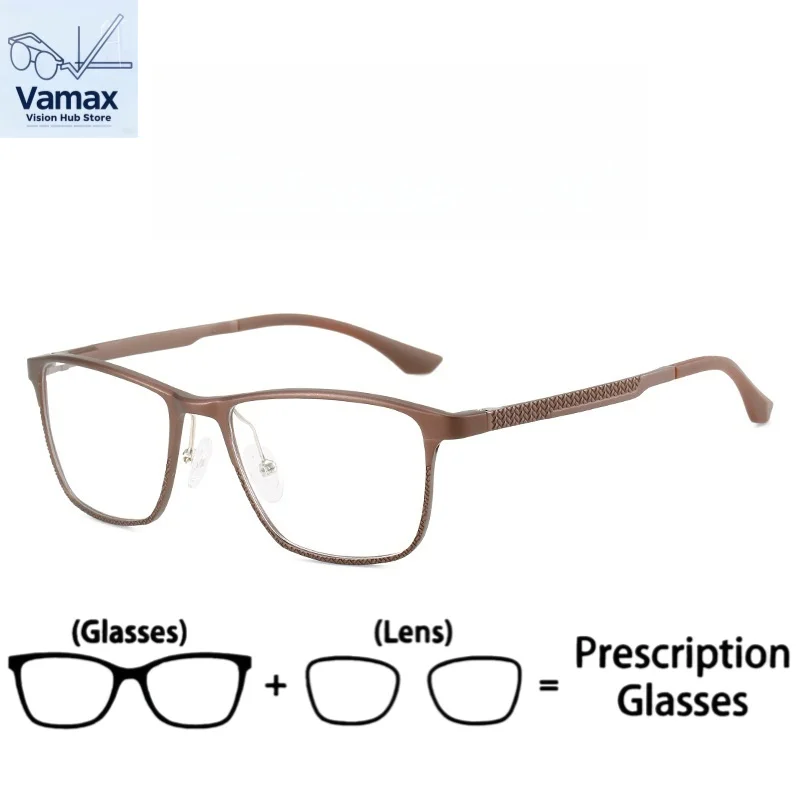 

VAMAX 2025 New Men Square Aluminum Magnesium No Prescription Eyeglasses Classic Spring Temple