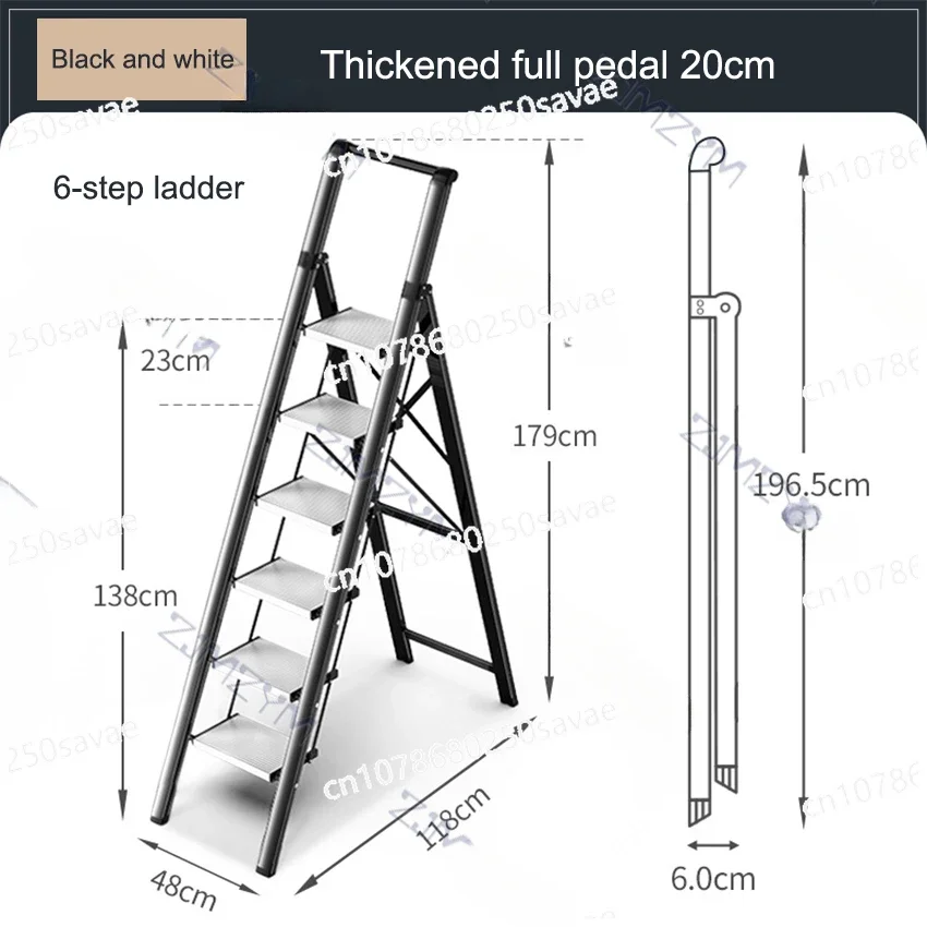 Multifunctional Telescopic Aluminum Alloy Ladder Lightweight 6-Step Ladder 150KG Bearing Home Folding Ladder Herringbone