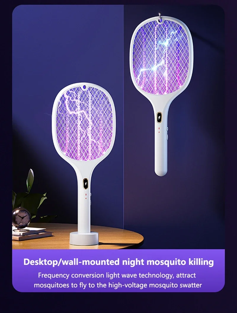 3-in-1 Multifunktions-Insektenfänger-Schläger, USB-aufladbar, Mückenvernichter, sicherer elektrischer Mückenfänger, Schädlingsbekämpfungszubehör – Detail 7
