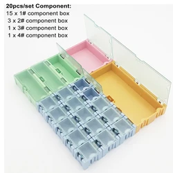 20pcs/set Original Component Storage Box Square IC Components Boxes SMT SMD Containing (1# 2# 3# 4#) Box Kit 100sets/lot