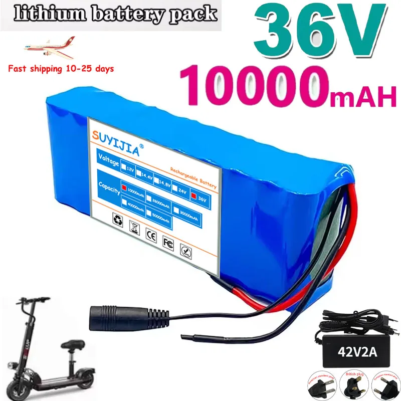 

Batterie Lithium-ion 10S2P 36V 10000mAh 18650, 1000W, Haute Puissance Et Haute Capacité Pour Batterie De Scooter 36v