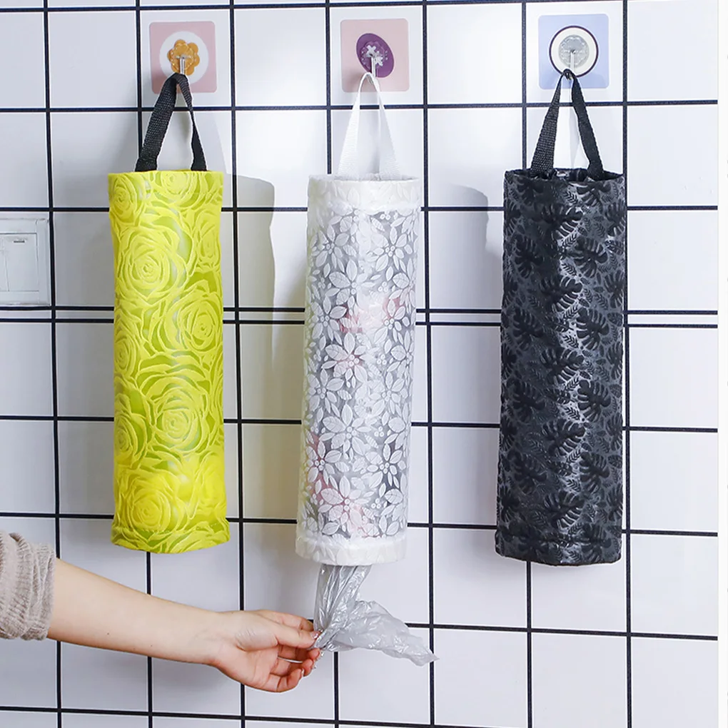 1PC Grocery Bag Dispenser 12L Wall Kitchen Entryway Storage Bottom Drawing Holder Non-woven Fabric Sundries Trash Organizer