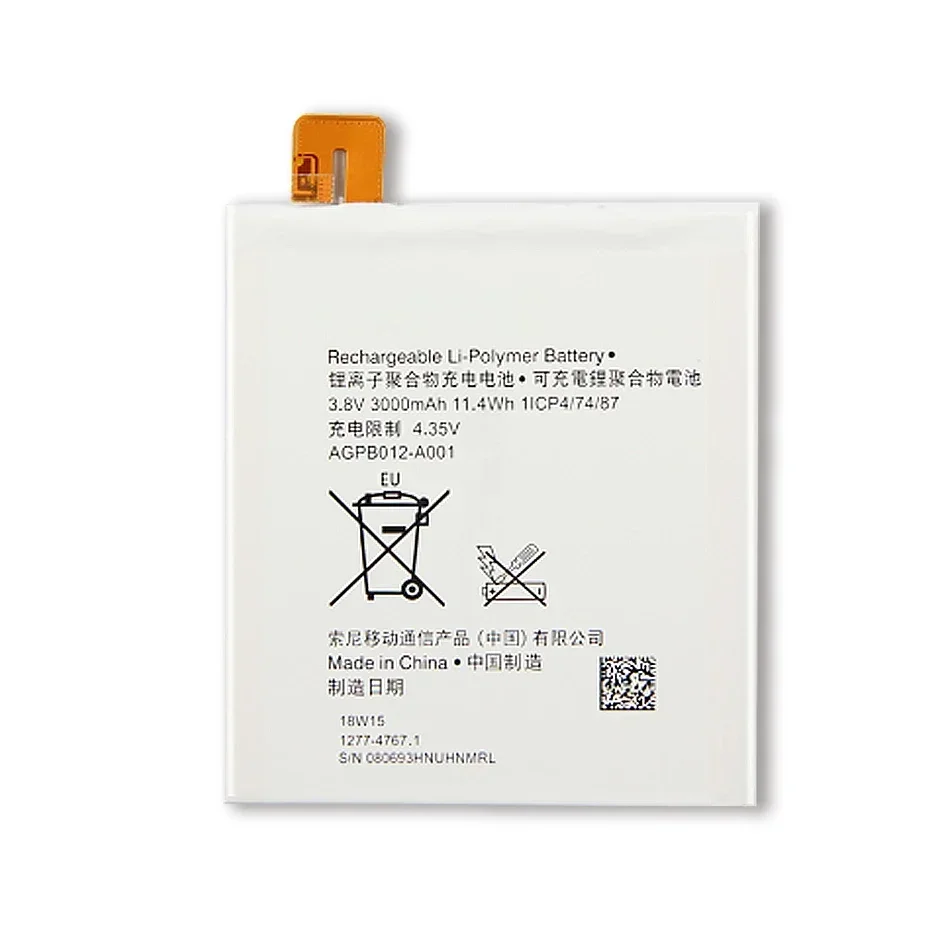 Mobile Phone Battery for Sony Xperia T2 Ultra XM50t XM50h D5303 D5306 D5322 AGPB012-A001 3000mAh Portable Batteries Warranty