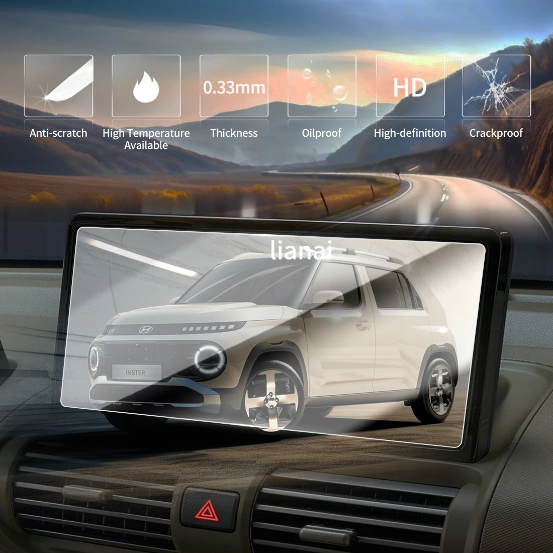 Screen Protector for 25 HYUNDAI INSTER Tempered Glass Navigation Car Stickers display Fingerprint-resistant interior supplies