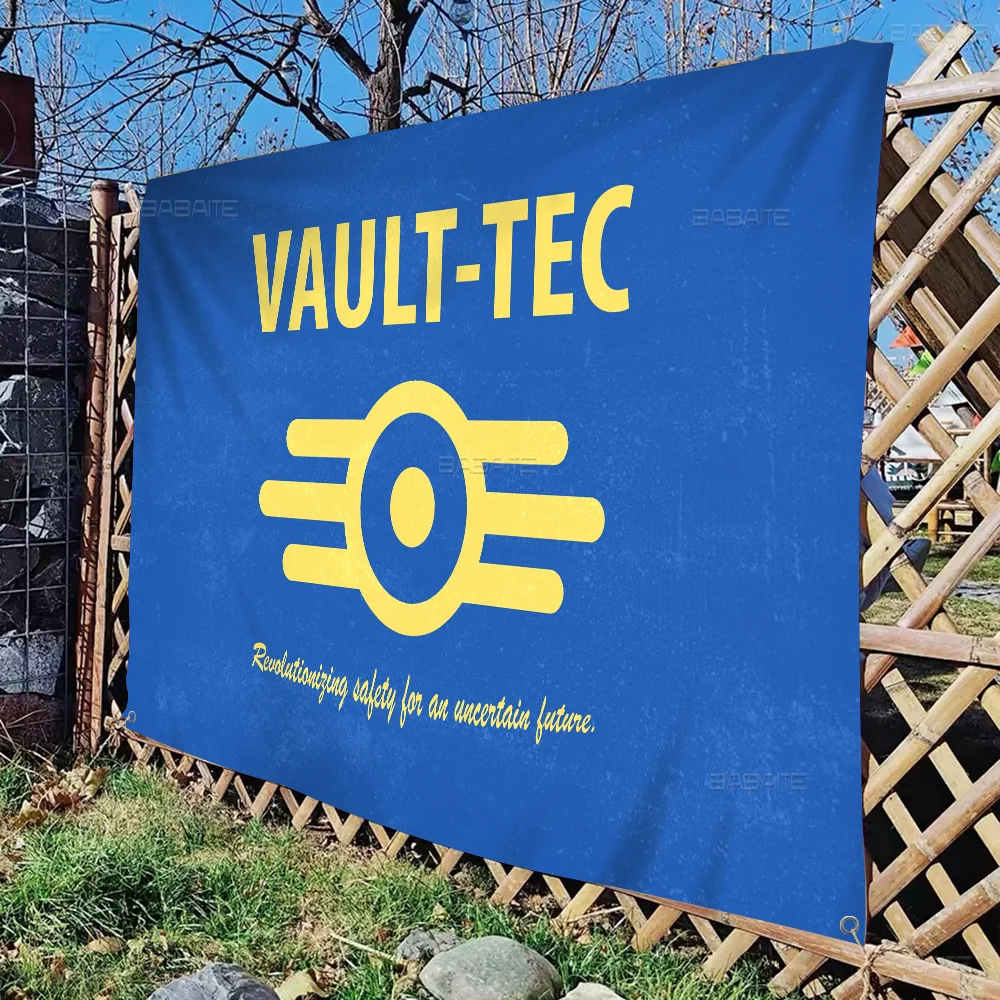 Games V-Vault T-Tec Logo DIY Flag For Family Group Photo Living Room Home Dorm Decor Wall Art Decor Banner