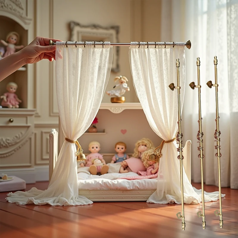 

1 Piece Dollhouse Removable Metal Curtain Rod Miniature Model Children Handmade Toy Doll Accessories