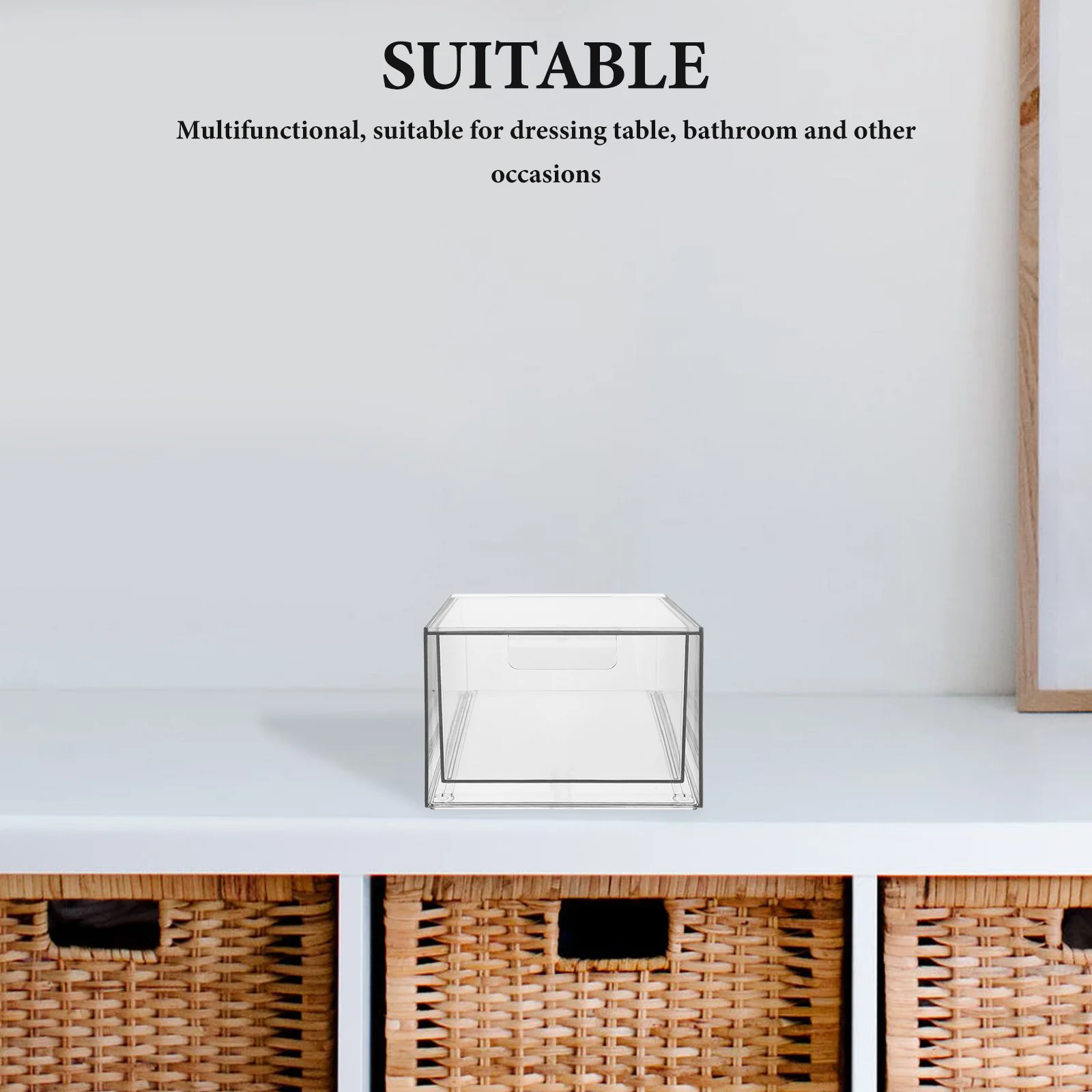 

Stackable Acrylic Makeup Organizer Clear Storage Drawer Handles Vanity Undersink Kitchen Bathroom Cosmetics Storage Box