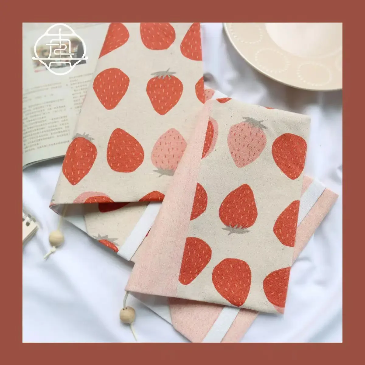 【Strawberry Cake】Original Handmade A5 A6 Notebook Covers Protector Book Sleeve Crafted Fabric Products Diary Cover，in Stock