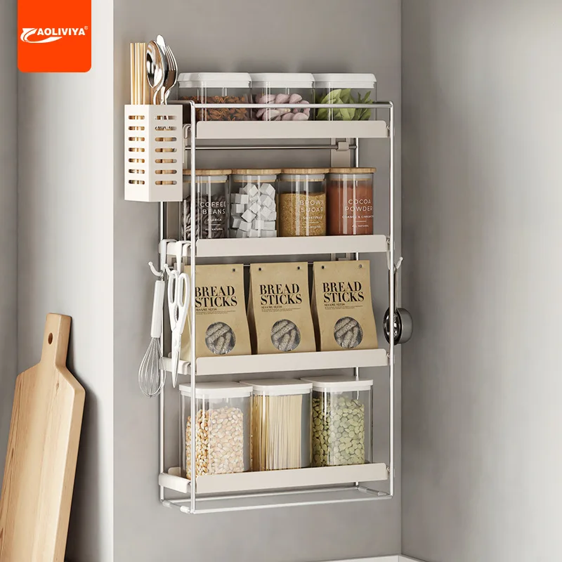 

Aoliviya Seasoning Product Storage Rack Wall-Mounted Countertop Wall-Mounted Seasoning Rack Corner Punch-Free Wall-Mounted Kitch