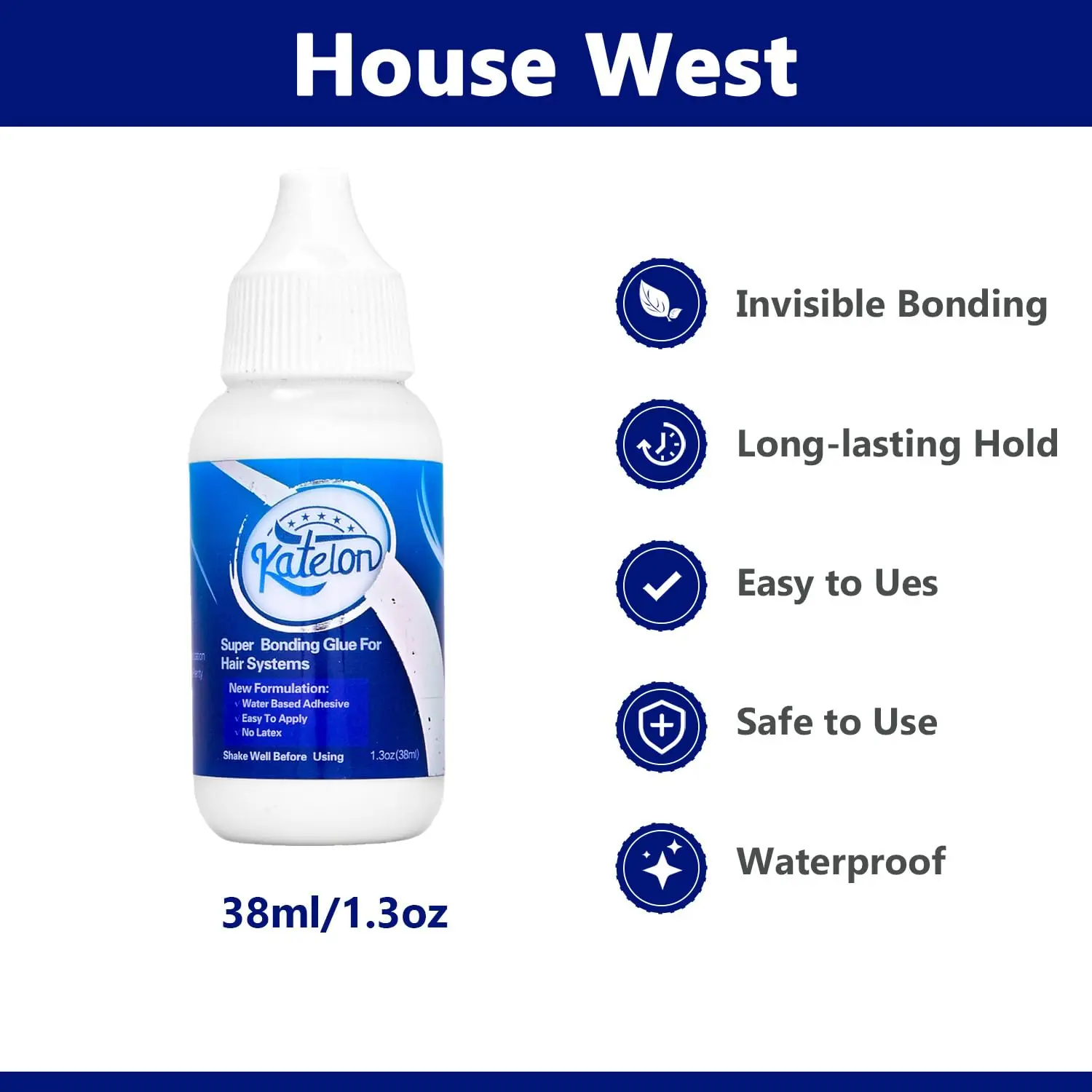 กาวติดวิกผมแบบลูกไม้ด้านหน้า สูตรยึดติดแน่นพิเศษ กันน้ำ 38 มล. กาวติดแน่นพิเศษสำหรับหมวกวิก 1 ชิ้น กาวติดผม อุปกรณ์จัดแต่งทรงผม 1.3 ออนซ์