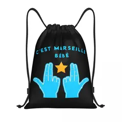 C'est Marseille JUL Drawstring Backpack Women Men Gym Sport Sackpack Foldable Shopping Bag Sack