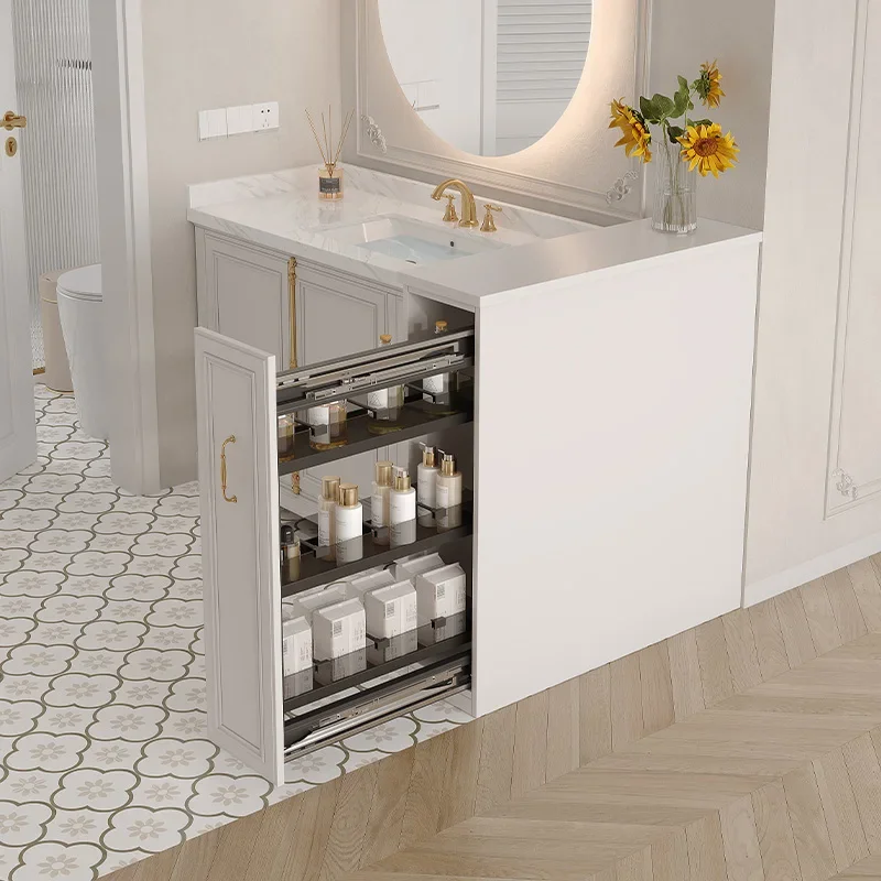 Half wall pull basket toilet pull cabinet side pull basket drawer bathroom cabinet toilet ultra narrow rack dry and wet