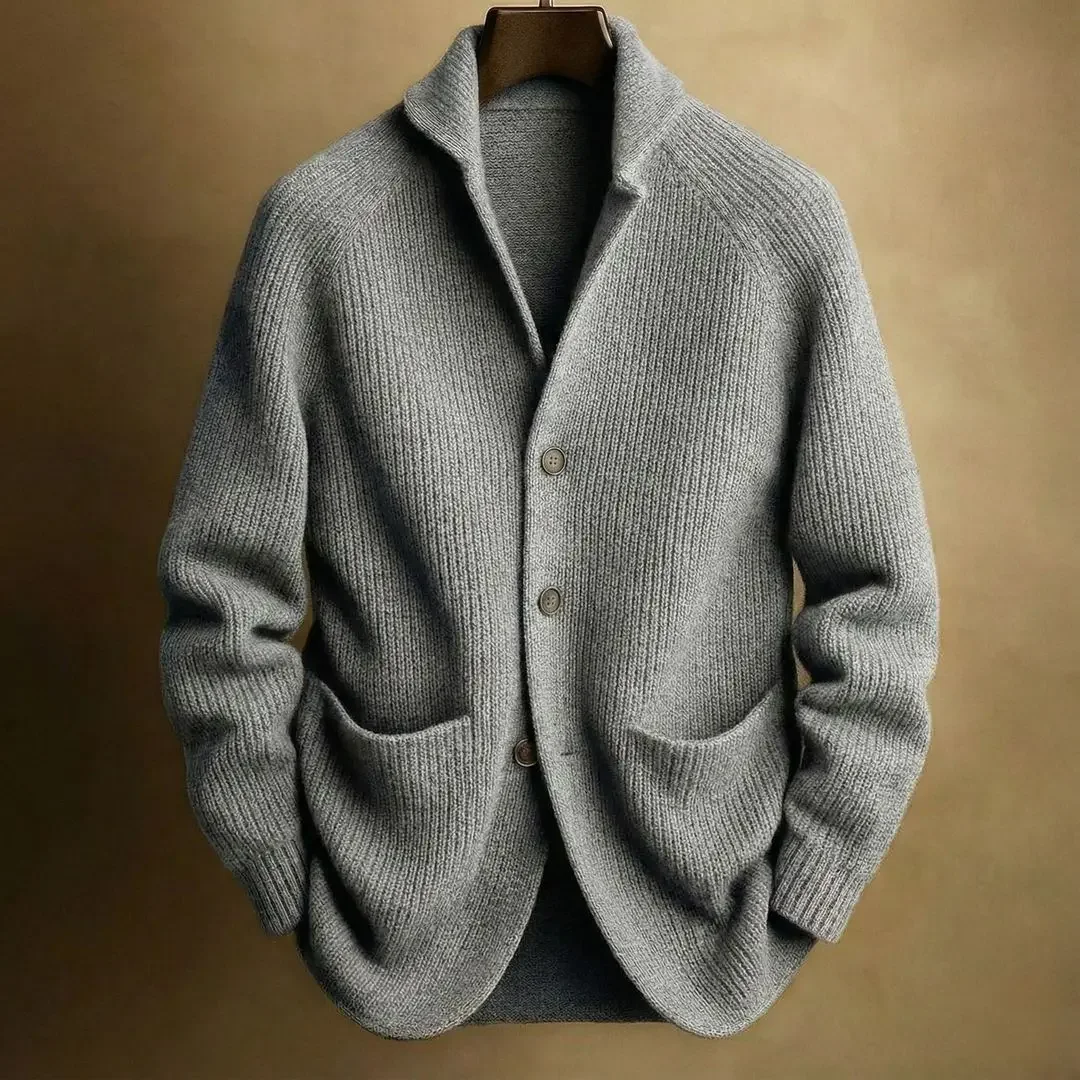 Autumn Winter Fashion Men Single Breasted Long Sleeve Turn-down Collar Casual Trendy Loose Simple Cardigans Male Knitted Coats