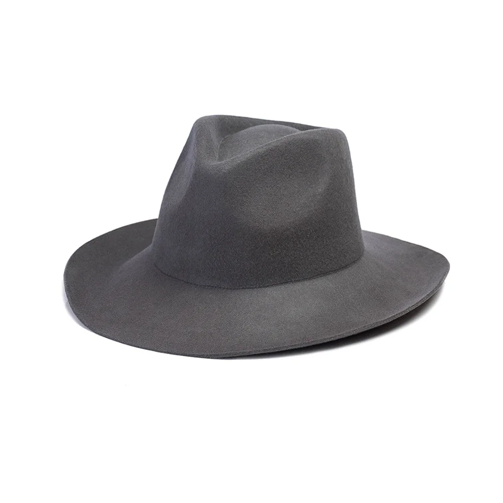 

Autumn Winter New Fashion Simple Bare Wool Felt Brim Panama Jazz Hat Outdoor Travel Concave Shape Top Hat