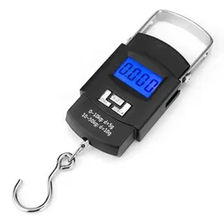 1pc Black 50kg Portable Electronic Portable Luggage Scale LCD Digital Display Screen Express Delivery Scale Hook Mini Scale