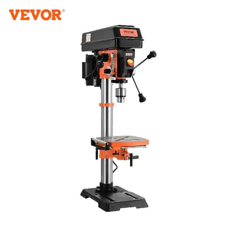 VEVOR 12in Benchtop Drill Press 5Amp 120V Variable Speed Cast Iron 0-45° Tiltling Worktable with Laser Work Light for Wood Metal