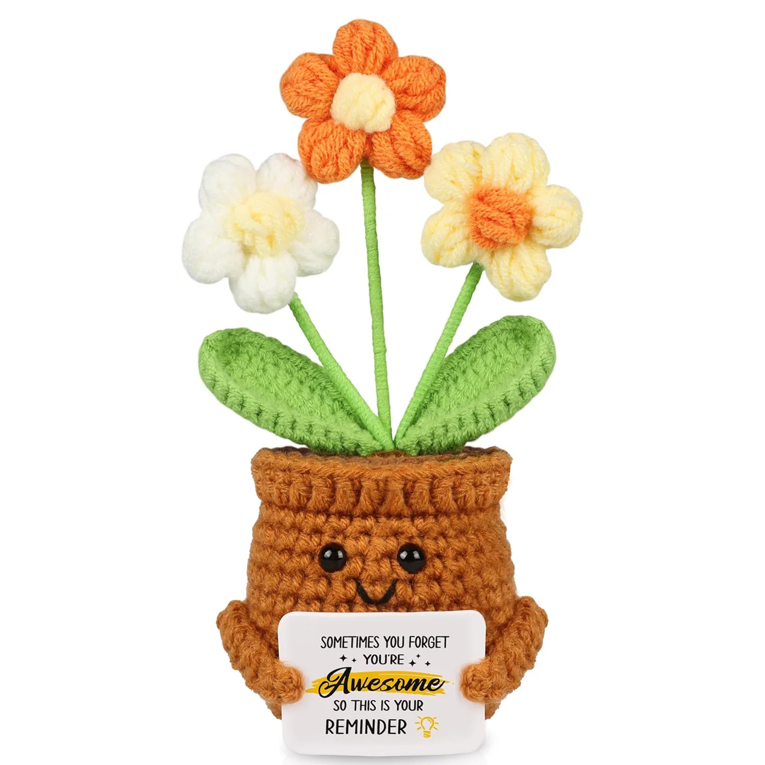 Mini Positive Crochet Multicolor-Flowers Doll Funny Handmade Knitting Doll Birthday Emotional Cheer Up Gifts Home Decoration