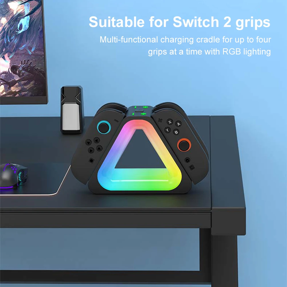 Зарядное устройство контроллера с RGB-подсветкой Зарядная станция Подставка для зарядного устройства для аксессуаров Nintendo Switch2 Joy-Con