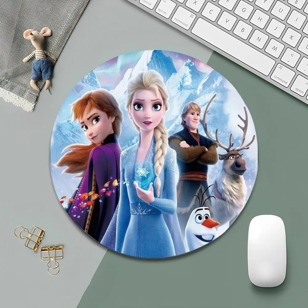 Disney Frozen Mousepad kecil meja bundar alas meja lucu Aksesori Gaming bantalan Mouse untuk PC Gamer Mousemat