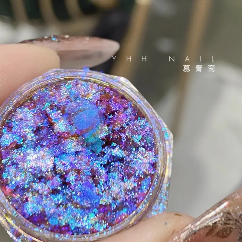 12 Colors Chameleon Glitter Flakes Irregular Untra-Thin Chameleon Yuki Glitter Sequins Mirror Effect Manicure Chameleon Sequins
