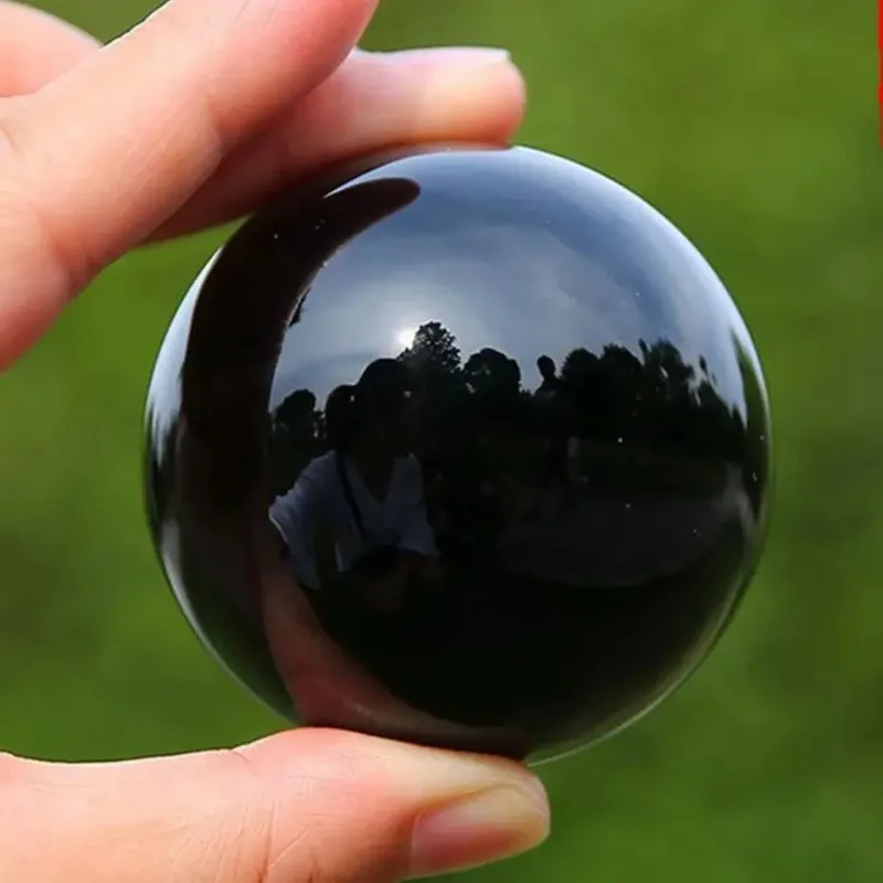 Natural Obsidian Ball Healing Collection Home Decor Crystal Orb Reiki Stone Wind Water Balloon Without Base