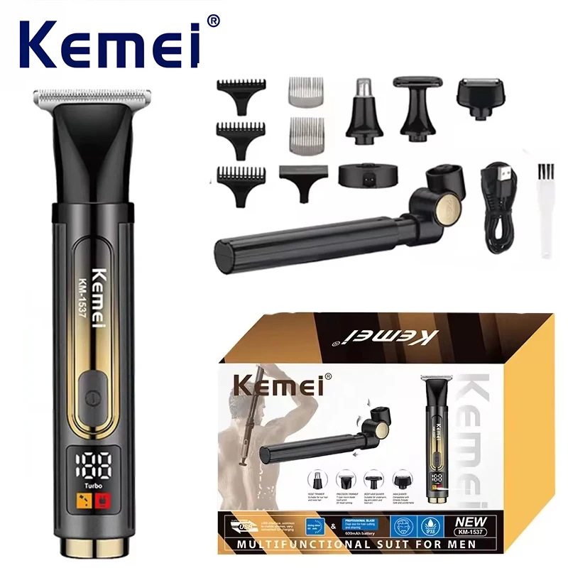 Kemei KM-1537 Professional Electric Self-Service Back Shaver Super Long Handle Back Shaver Nose Hair Trimmer