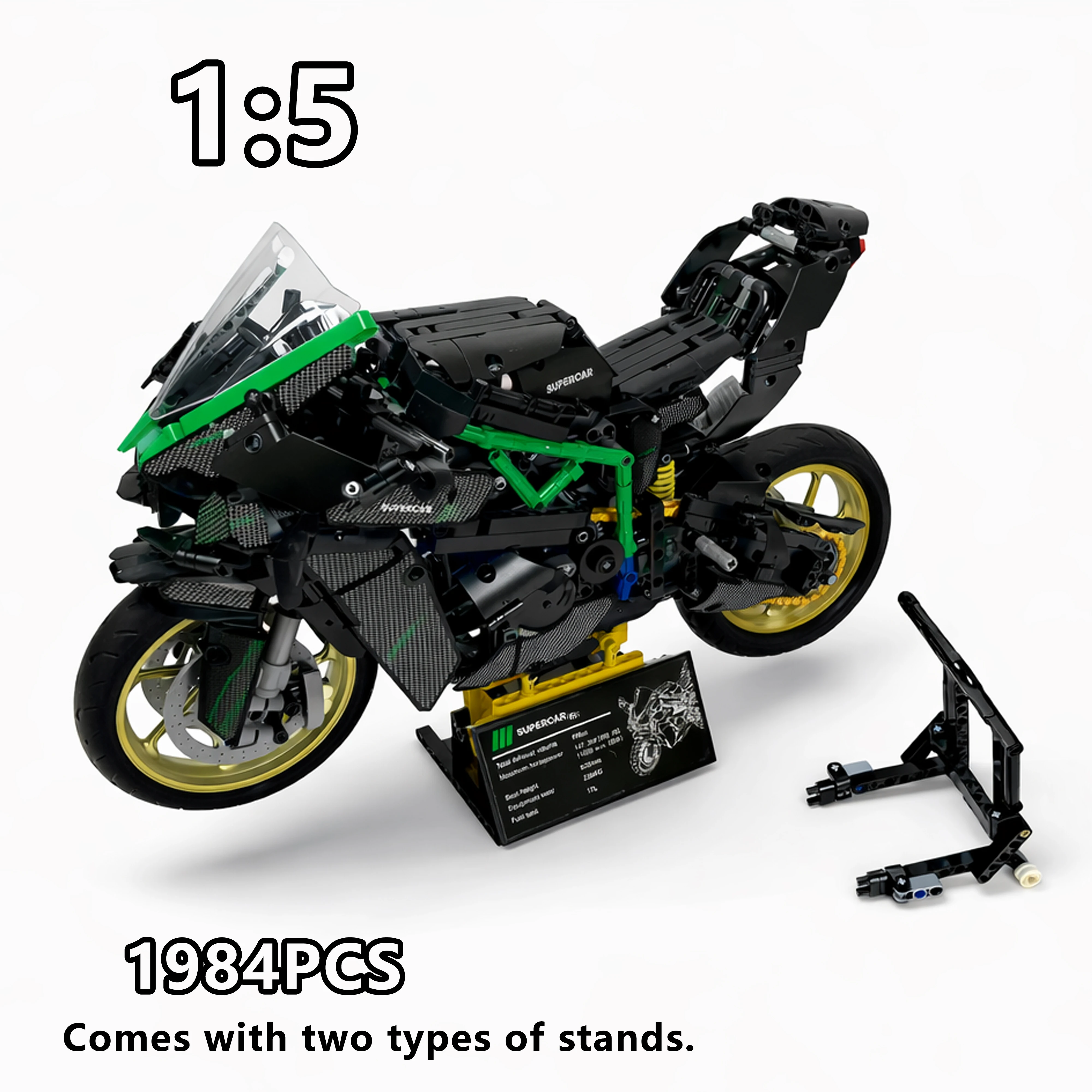 1:5 Schaal Super Sport H2R Stijl Motorfiets Bouwstenen 1984 Stuks Carbon Black Technic Modelbouwset Cadeau