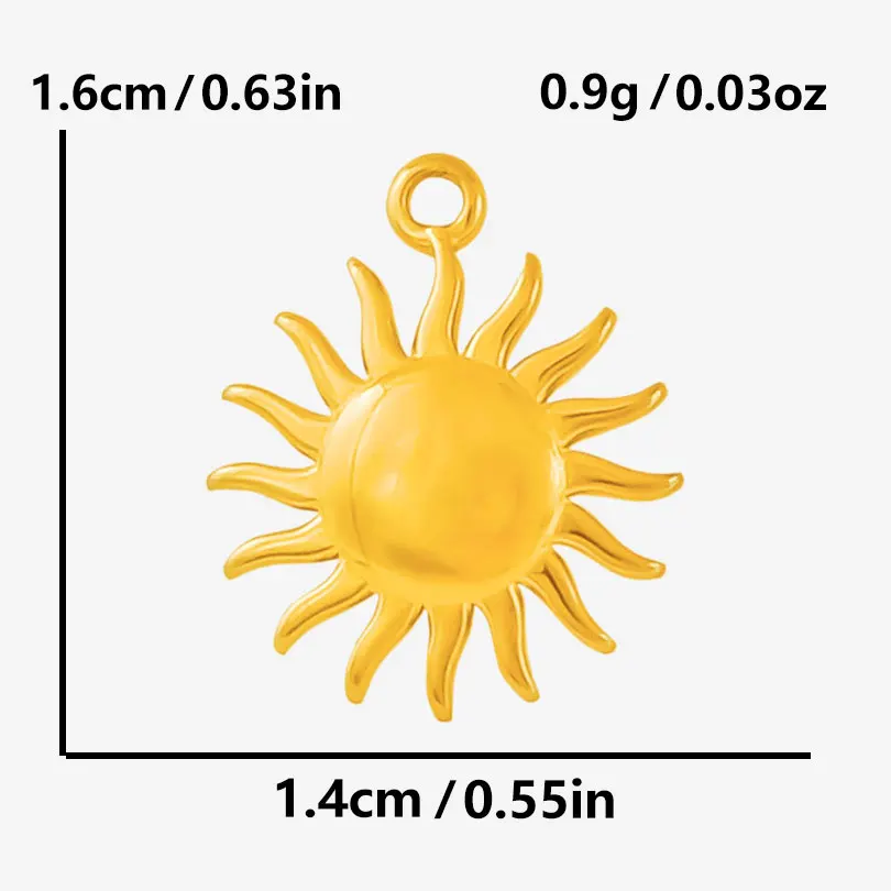 5pcs Gold Sun Charms for DIY Jewellery Making