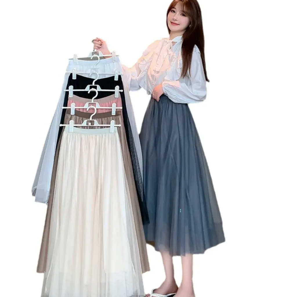 

Women's Mercerized Skirt Summer Comfortable Large Size A-Line Slim Fit Mid-Length Elastic Waist Elegant Casual Skirt