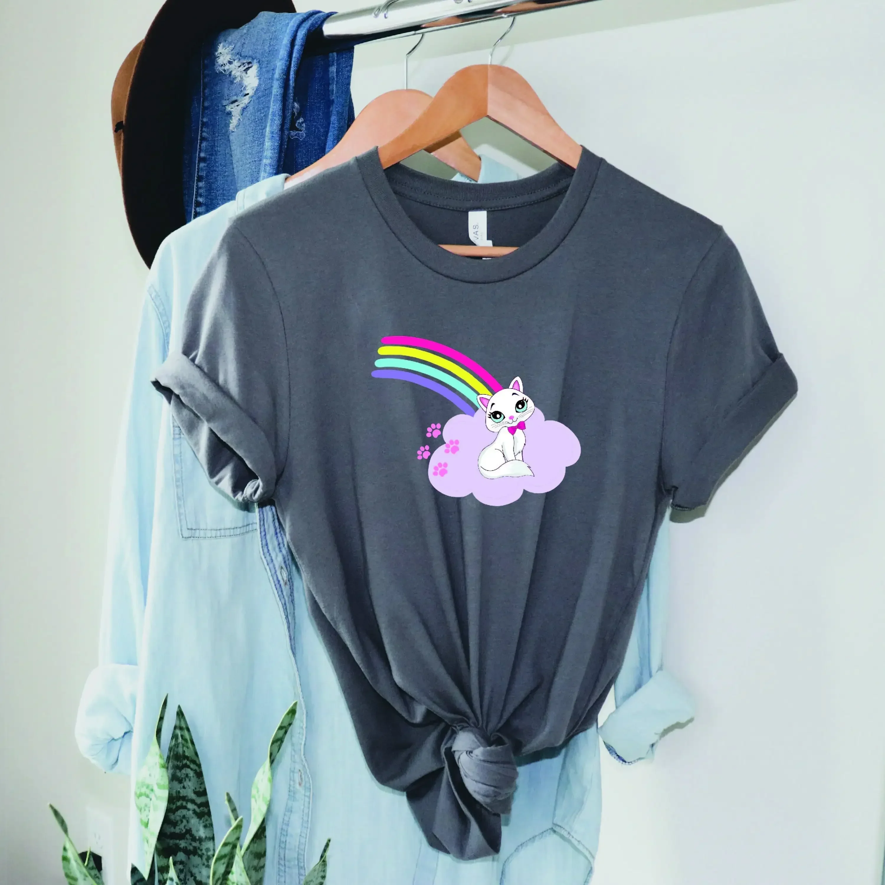 Cat T Shirt Just A Girl Who Loves Ranch Life Nature Silhouette Print Lover For Her
